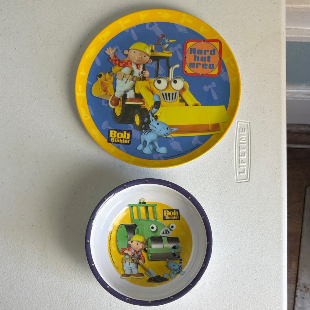 Bob the Builder Kids Plate and Bowl Set 2001 Zak Designs